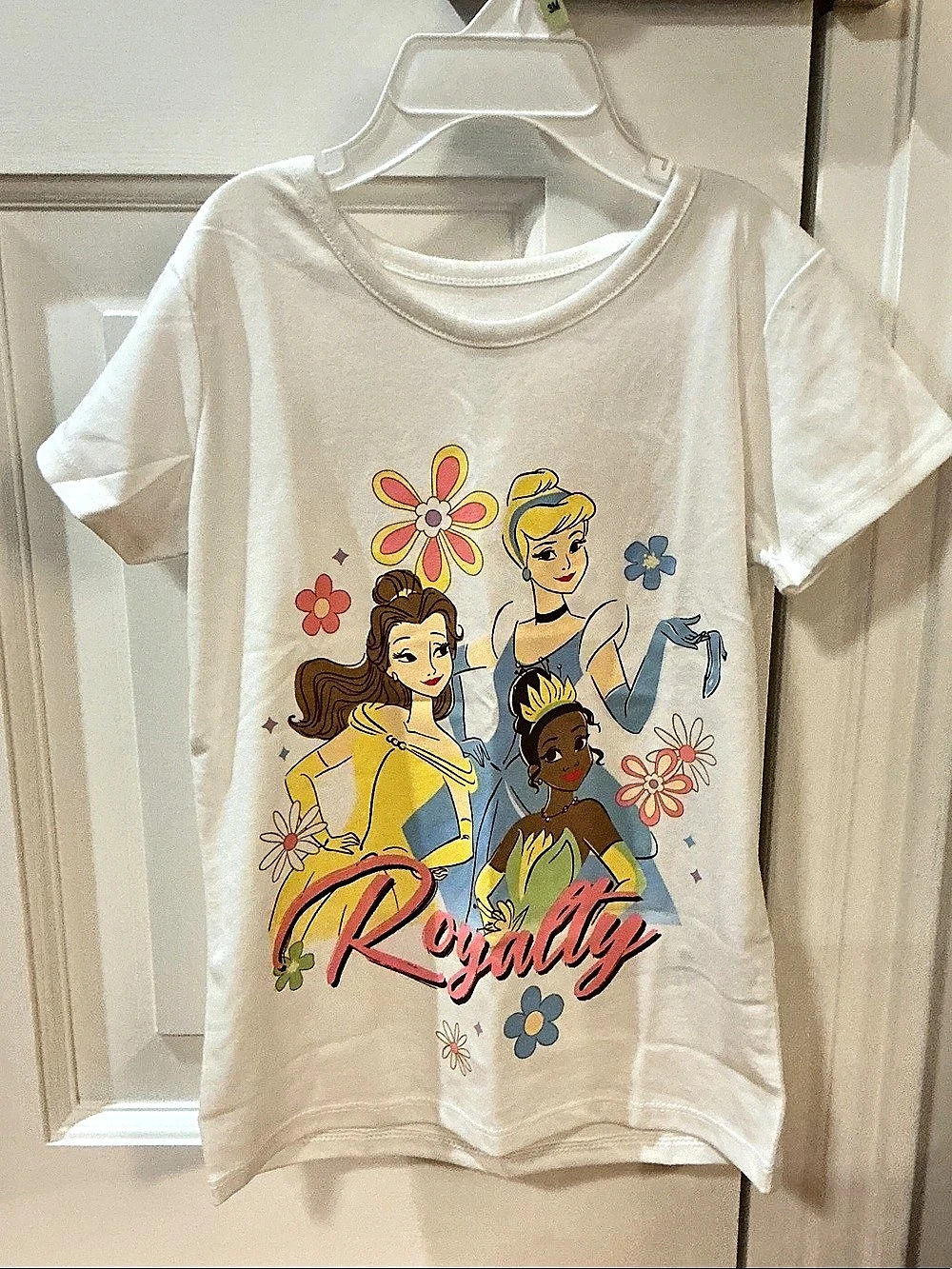Disney Princess Royalty Graphic Tee Girls Small White & Multicolor